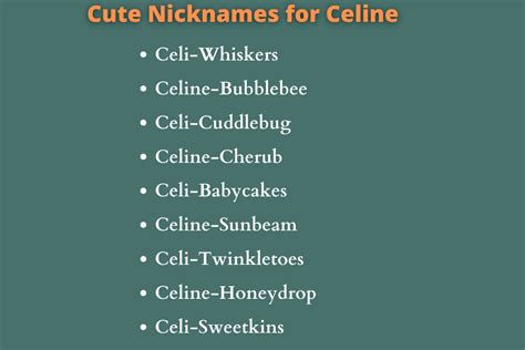 name celine|Celine nicknames.